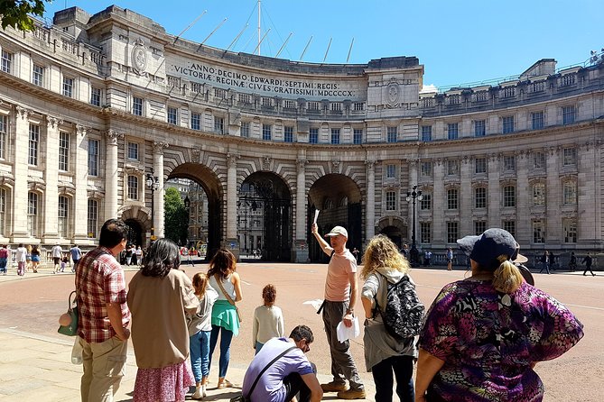 British Royal 3 Hour Walking Tour! - Horse Guards Parade and St. James Park edges: the arch-and-clock moment