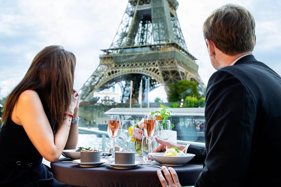 From London: Paris Tour with Sightseeing Bus & Lunch Cruise - River Seine lunch cruise: 3 courses, live music, and the Paris you slow down for