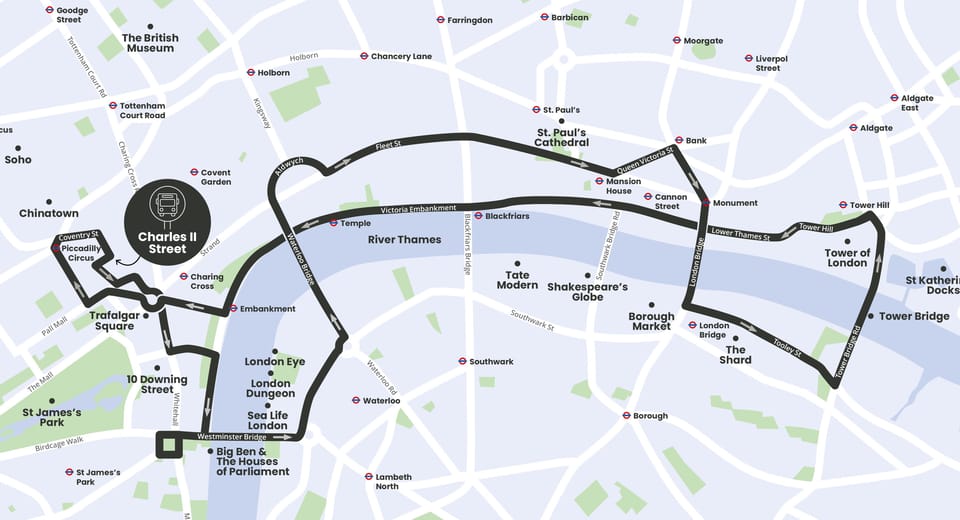London: Bar Bus Tour by Tootbus - A rooftop terrace with a built-in sightseeing plan
