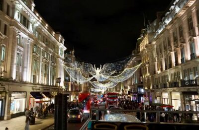 London Christmas Lights Open-Top Bus Tour. 2025 Early Bird - Upper-deck open-top views: what the ride feels like