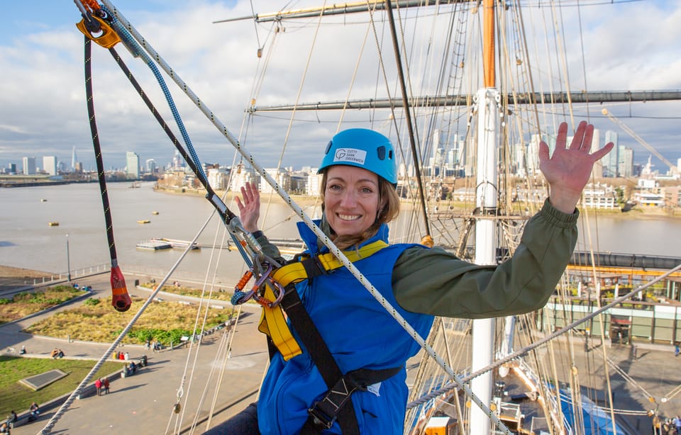 London: Cutty Sark Entry Ticket with Guided Rig Climb - Lower Topsail Yard: the footrope challenge that tests nerves